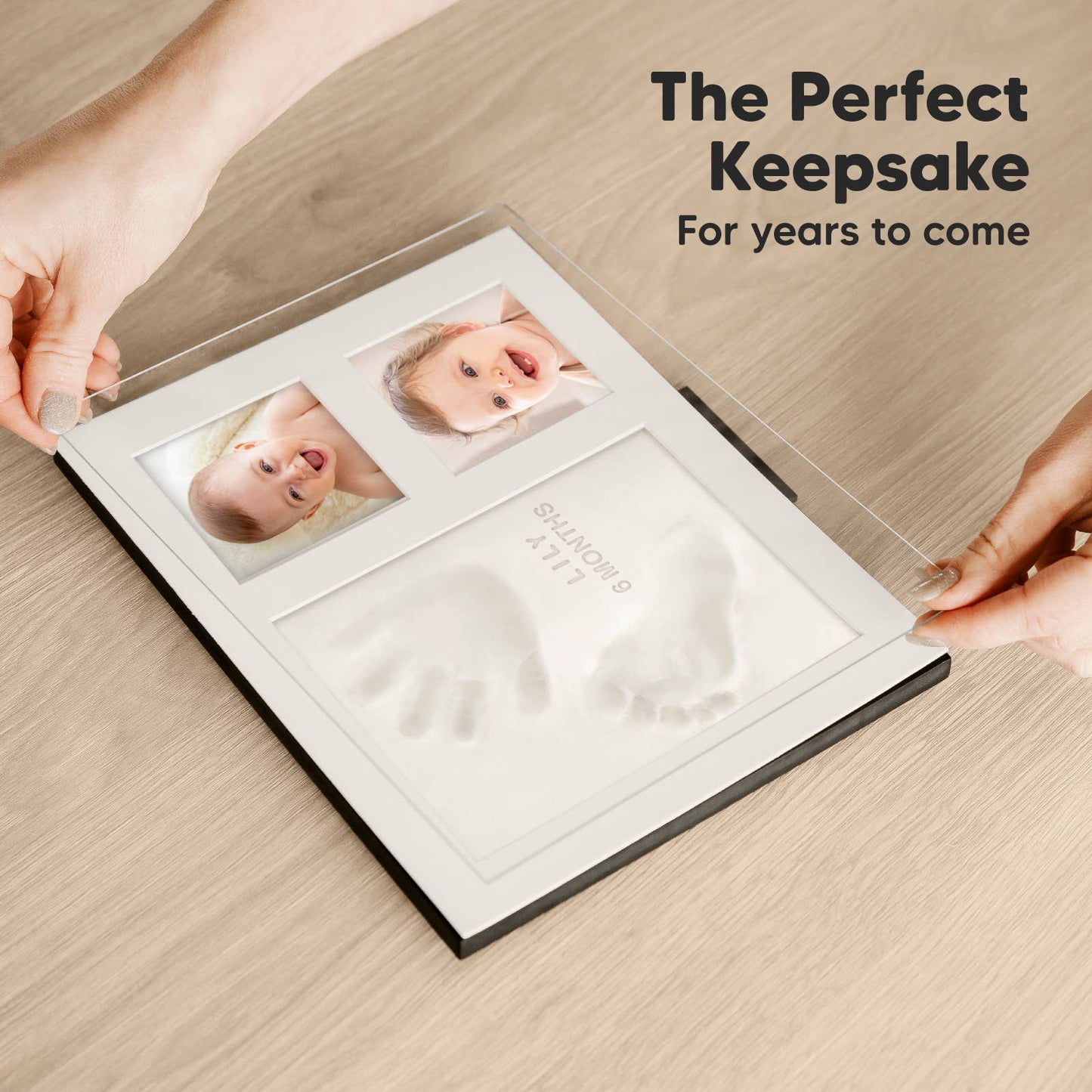 KeaBabies Baby Handprint, Footprint Keepsake Solo Frame: Alpine White