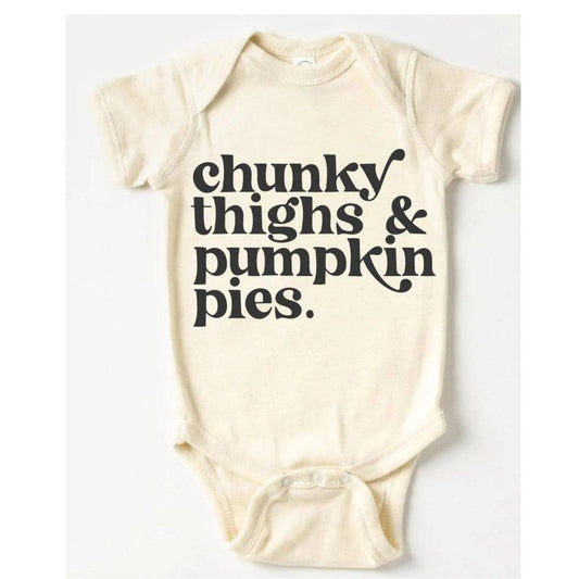 Chunky Thighs + Pumpkin Pies Bodysuit | Fall Baby Gifts: 0-3 Months / Short