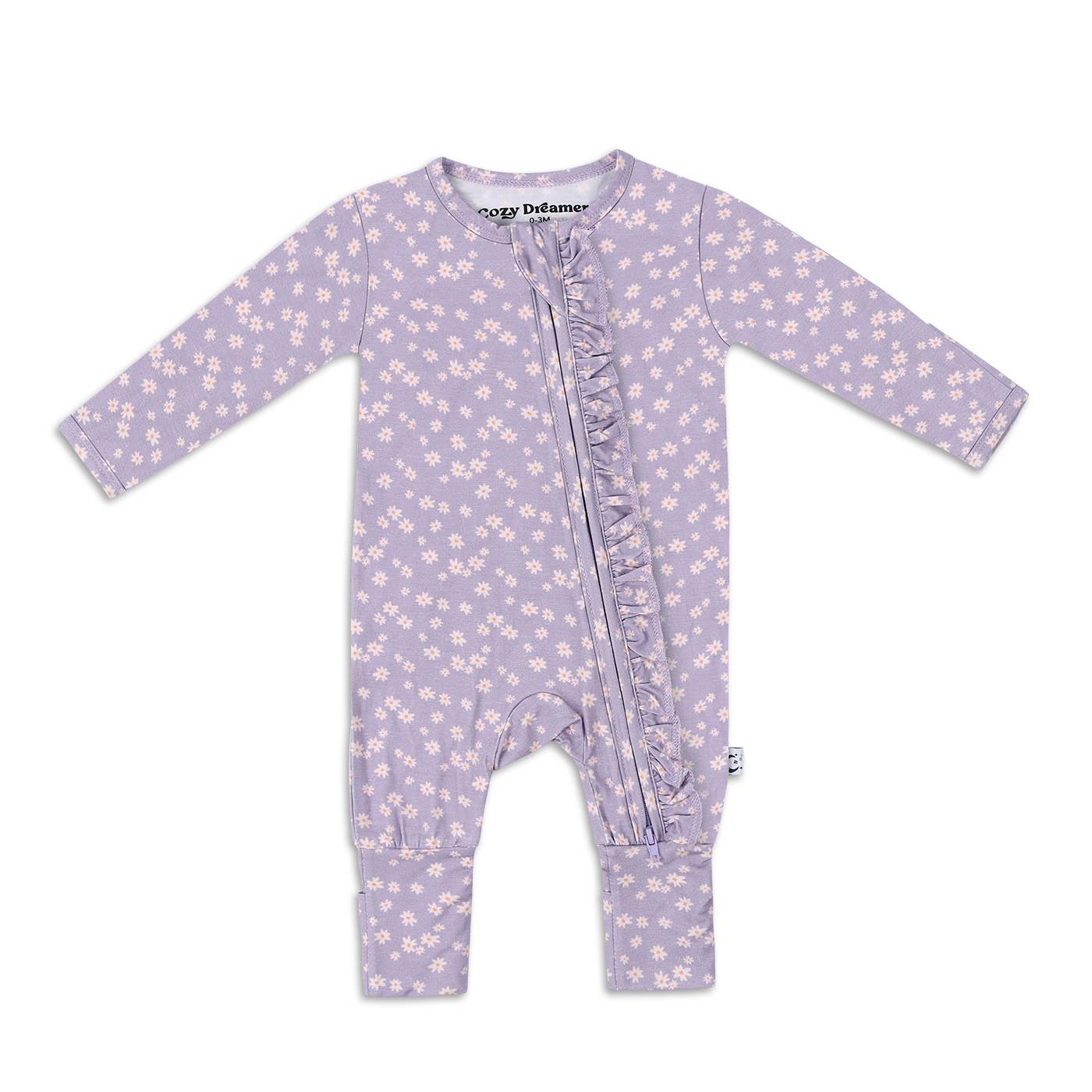 Lilac Posies - Bamboo Ruffle Sleeper: 9-12 months