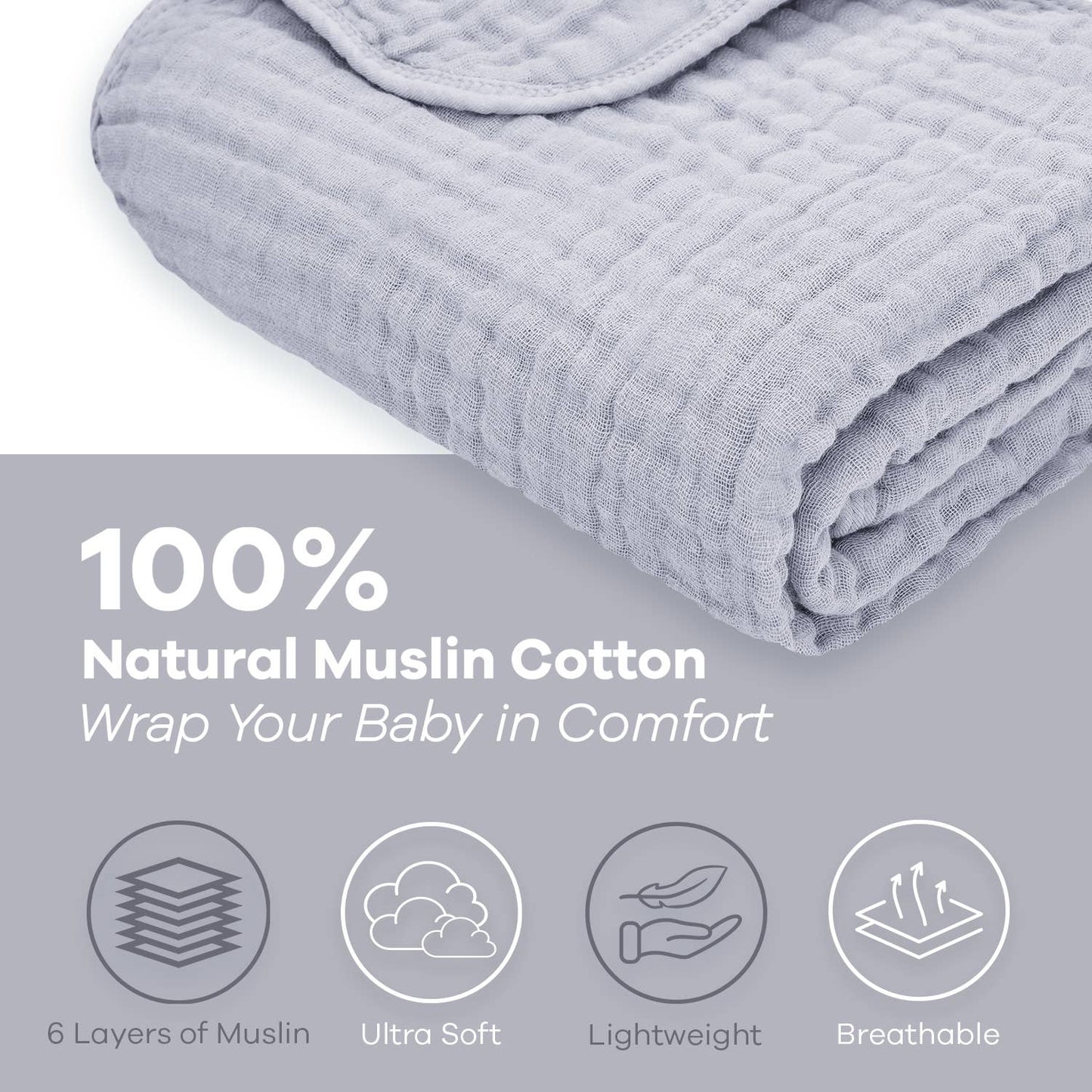 Baby Muslin Cotton Blankets: Pacific Blue