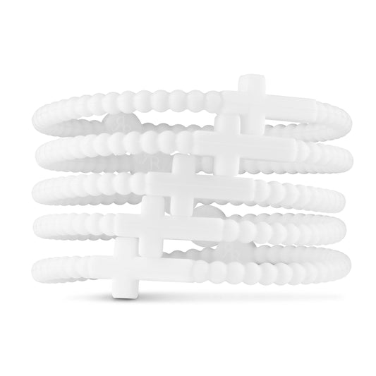 Jesus Bracelets (silicone cross bracelets): White (5 pack) / Medium