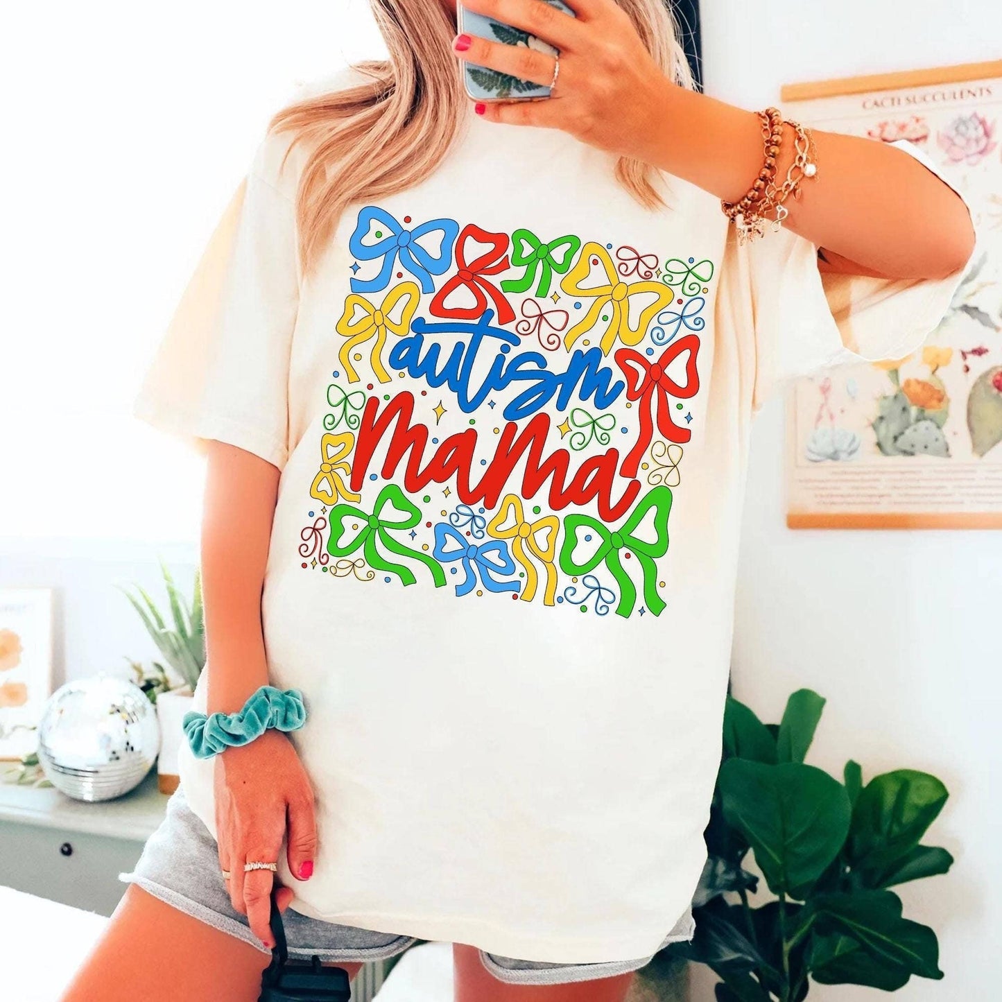 Autism Mom Coquette Bow Sweater, Autism Awareness Tee: White / L / T-Shirt