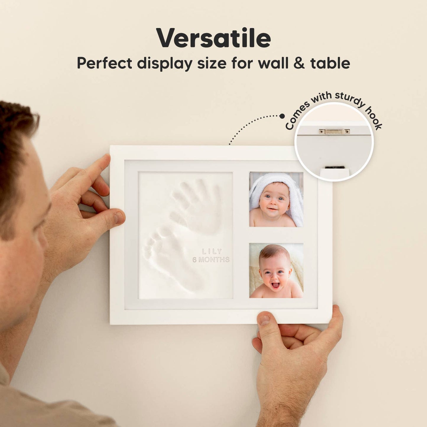 KeaBabies Baby Handprint, Footprint Keepsake Solo Frame: Alpine White