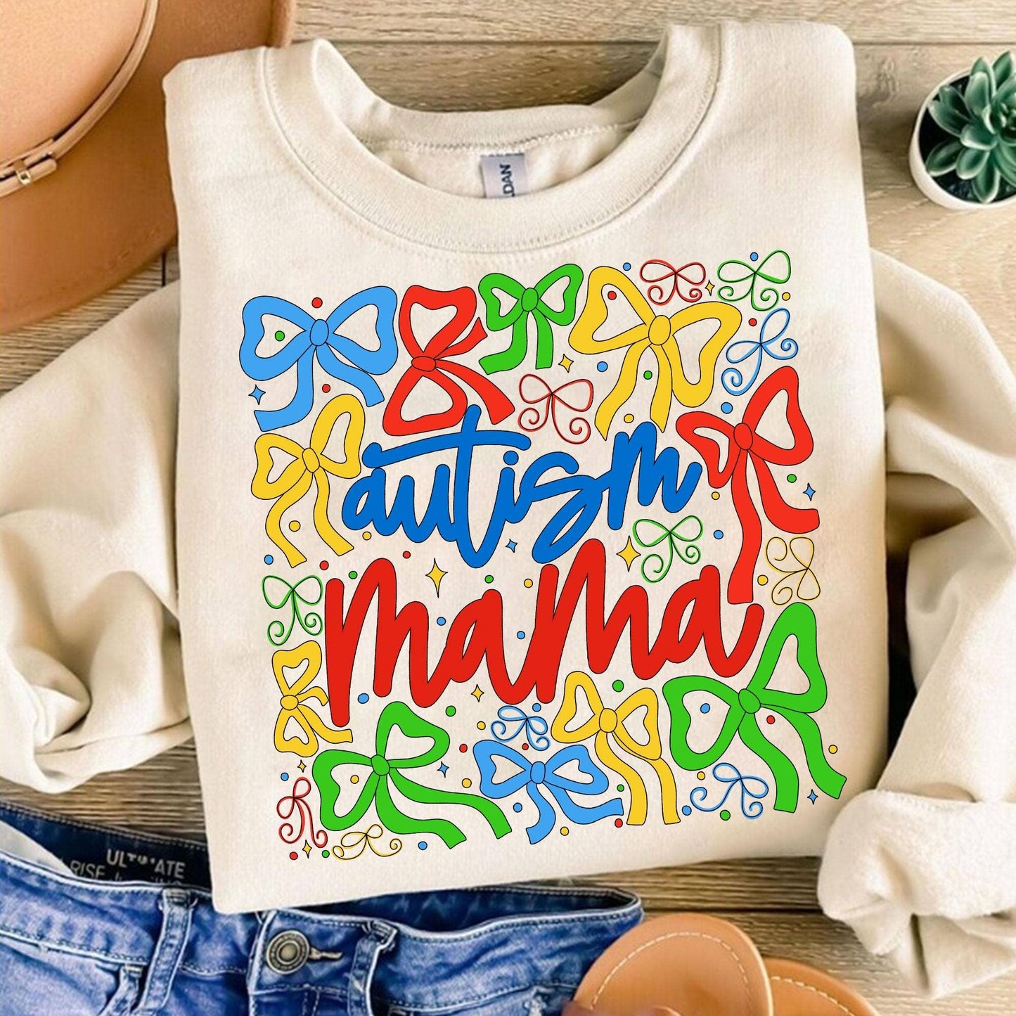 Autism Mom Coquette Bow Sweater, Autism Awareness Tee: White / L / T-Shirt