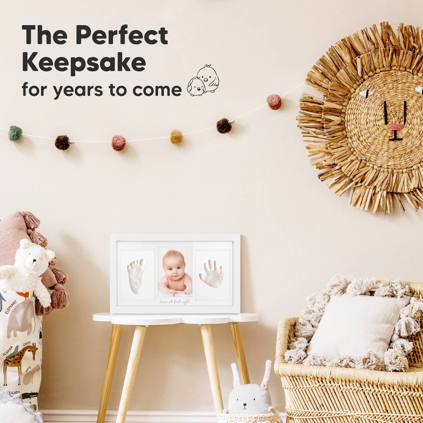 KeaBabies Baby Handprint, Footprint Keepsake Duo Frame: Alpine White