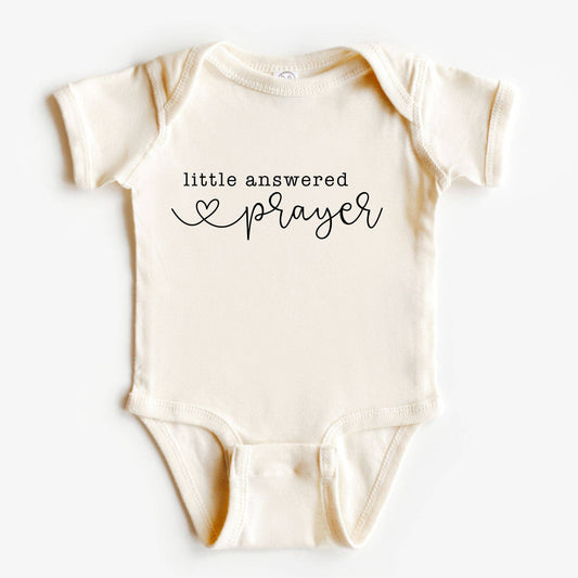 Little Answered Prayer Baby Bodysuit | Baby Gift | Religious: 6-12 Months / Short