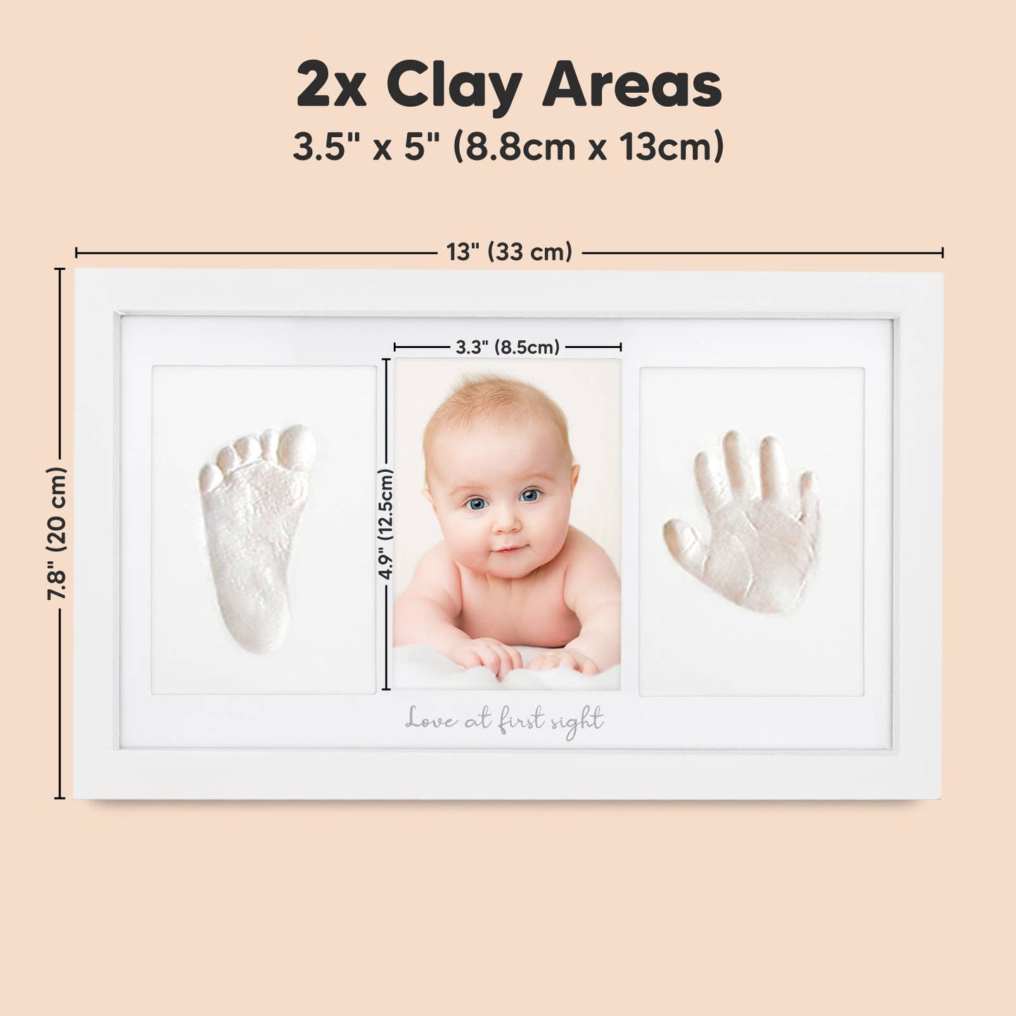 KeaBabies Baby Handprint, Footprint Keepsake Duo Frame: Alpine White