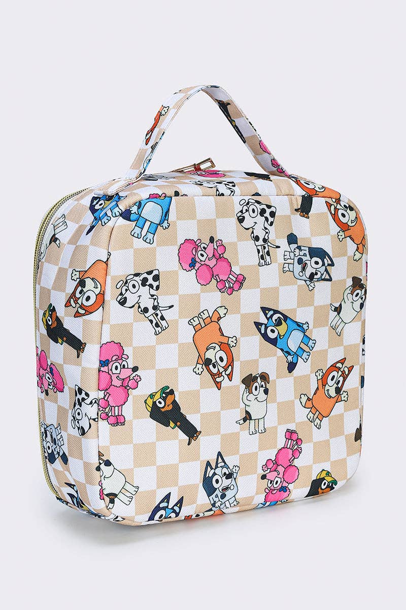 Kids Checkered Character Lunch Boxes Bag