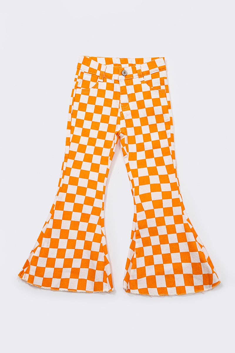 Kids Checkered Print Flare Jeans: 12-18M