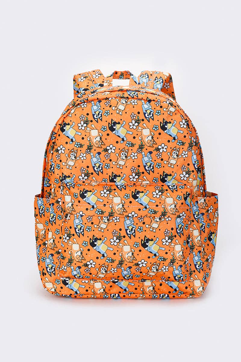 Girls Character Flower Printed Canvas Backpack