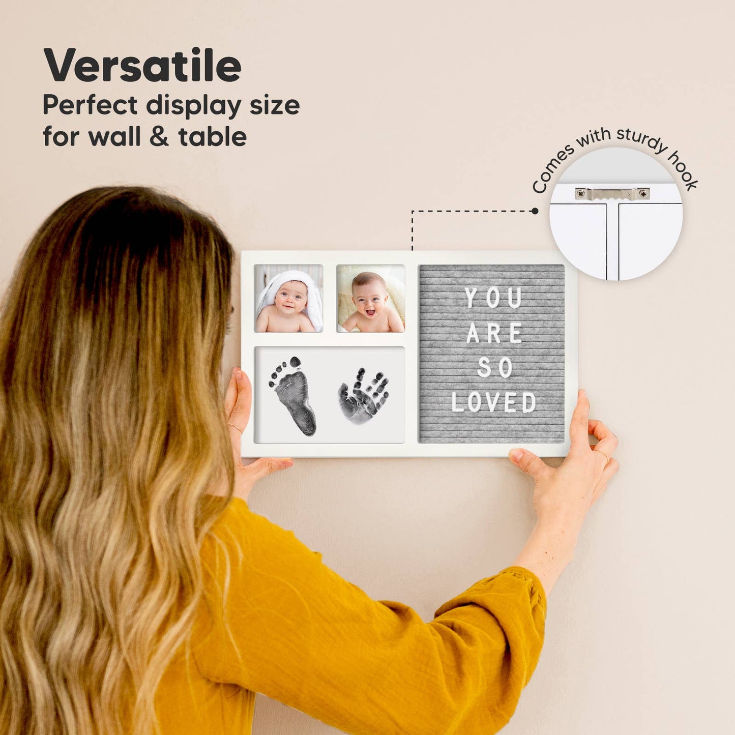 Heartfelt Inkless Baby Hand & Footprint Frame, Letterboard