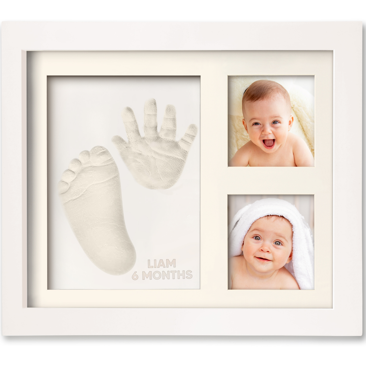 KeaBabies Baby Handprint, Footprint Keepsake Solo Frame: Alpine White